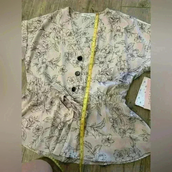 NEW Sweet Rain Young Contemporary XL floral pink button & tie blouse - Picture 5 of 5